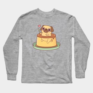 Cute Pug In Custard Pudding Funny Long Sleeve T-Shirt